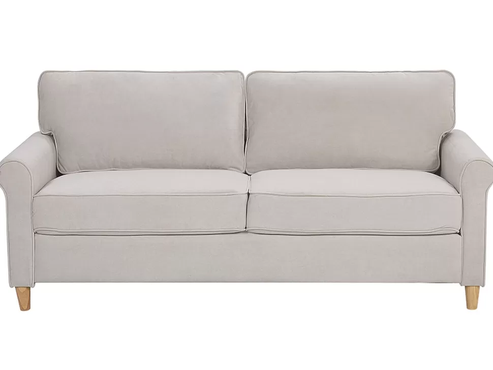 Cheap Beliani 3 Seater Velvet Sofa Beige Ronneby