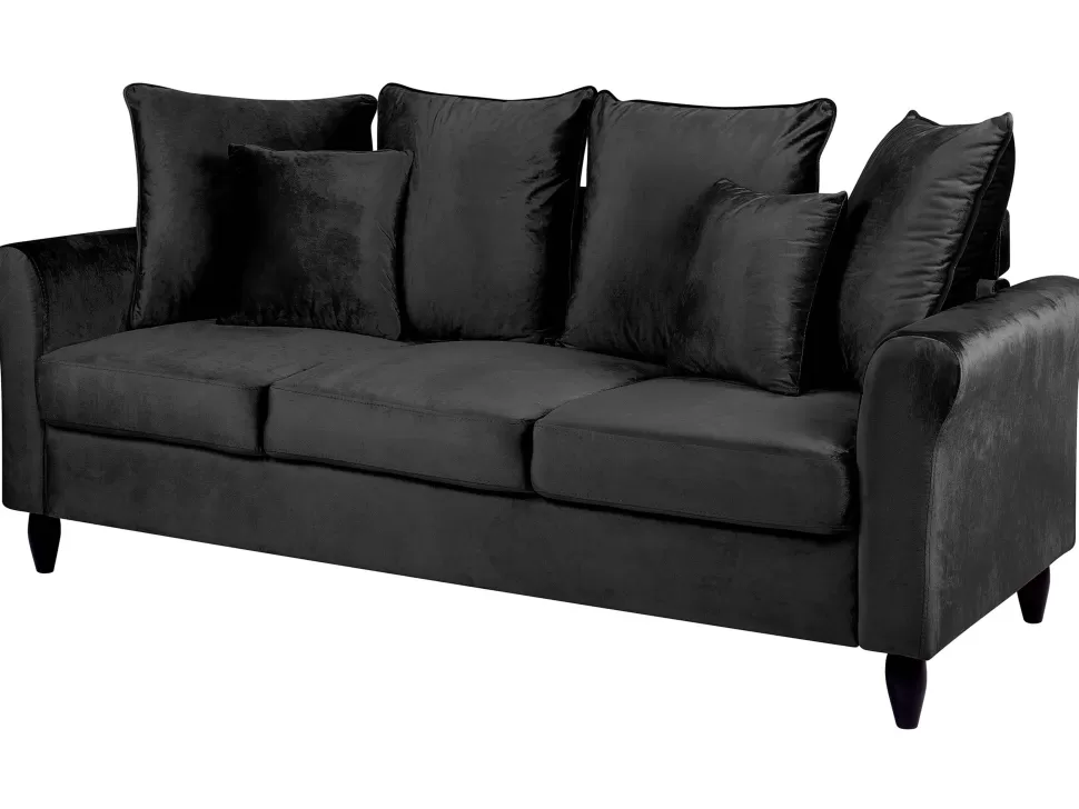 Sofas>Beliani 3 Seater Velvet Sofa Black Bornholm