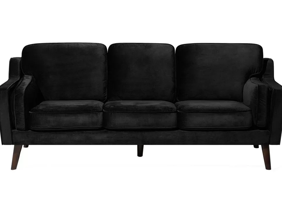 New Beliani 3 Seater Velvet Sofa Black Lokka