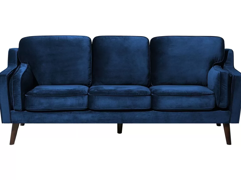 Cheap Beliani 3 Seater Velvet Sofa Blue Lokka