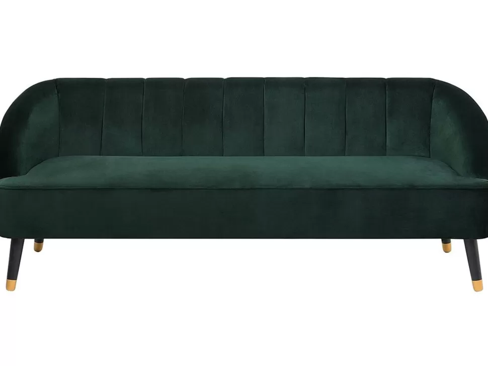 Sofas>Beliani 3 Seater Velvet Sofa Emerald Green Alsvag