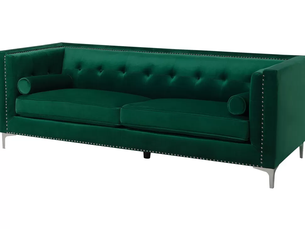 Sofas>Beliani 3 Seater Velvet Sofa Emerald Green Avaldsenes