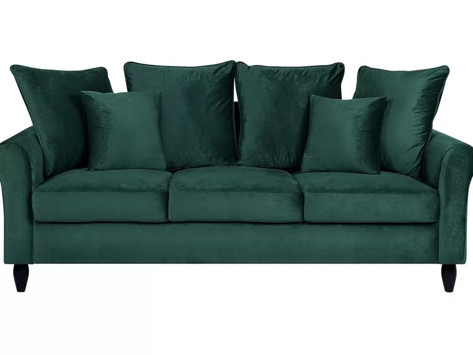 Store Beliani 3 Seater Velvet Sofa Emerald Green Bornholm