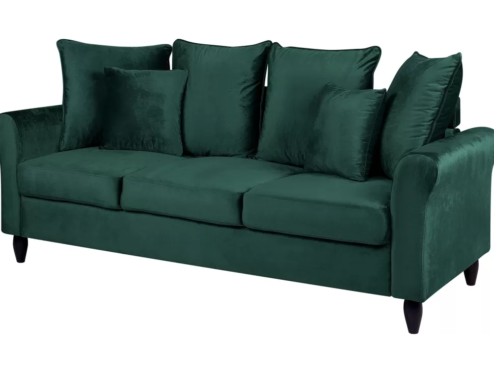 Store Beliani 3 Seater Velvet Sofa Emerald Green Bornholm