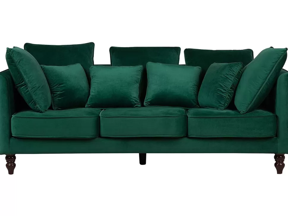 Sofas>Beliani 3 Seater Velvet Sofa Emerald Green Fenstad