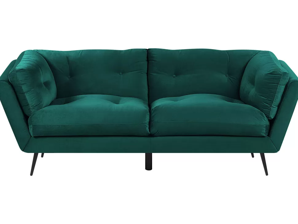 Sofas>Beliani 3 Seater Velvet Sofa Green Lenvik