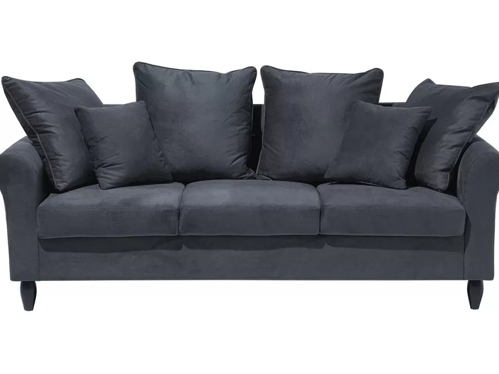 Sofas>Beliani 3 Seater Velvet Sofa Grey Bornholm