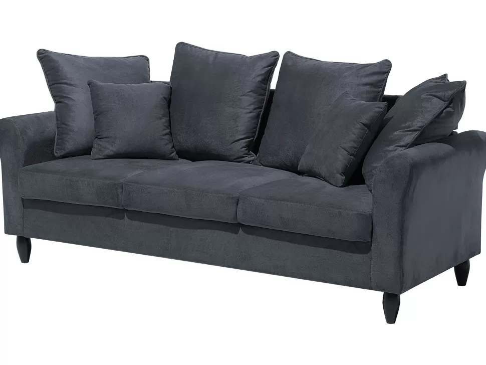 Sofas>Beliani 3 Seater Velvet Sofa Grey Bornholm