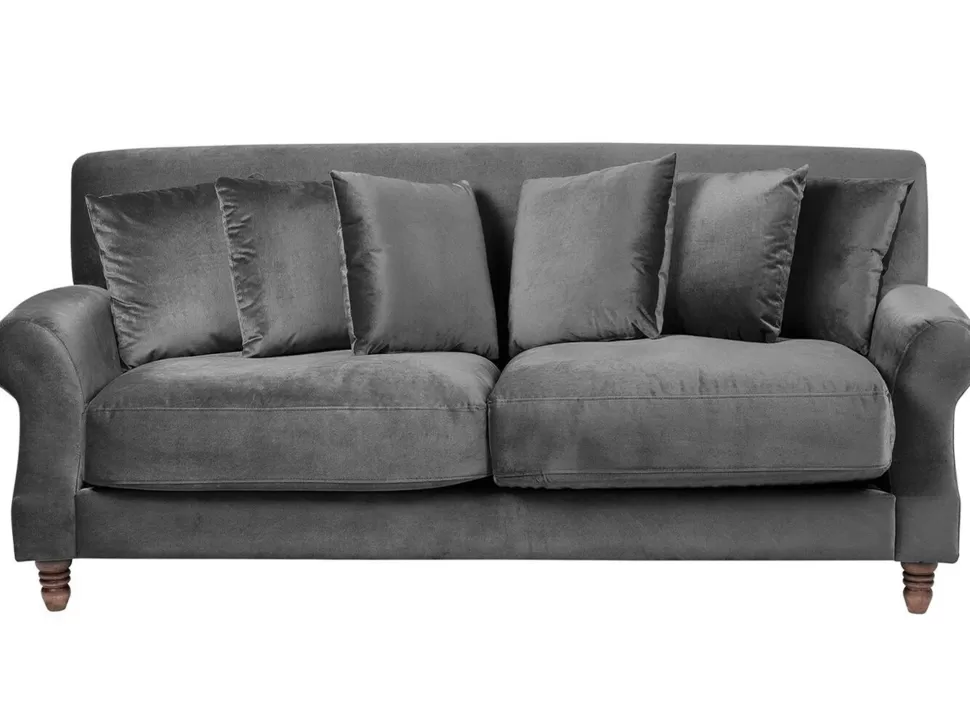 Sale Beliani 3 Seater Velvet Sofa Grey Eike