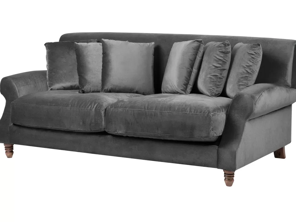 Sale Beliani 3 Seater Velvet Sofa Grey Eike