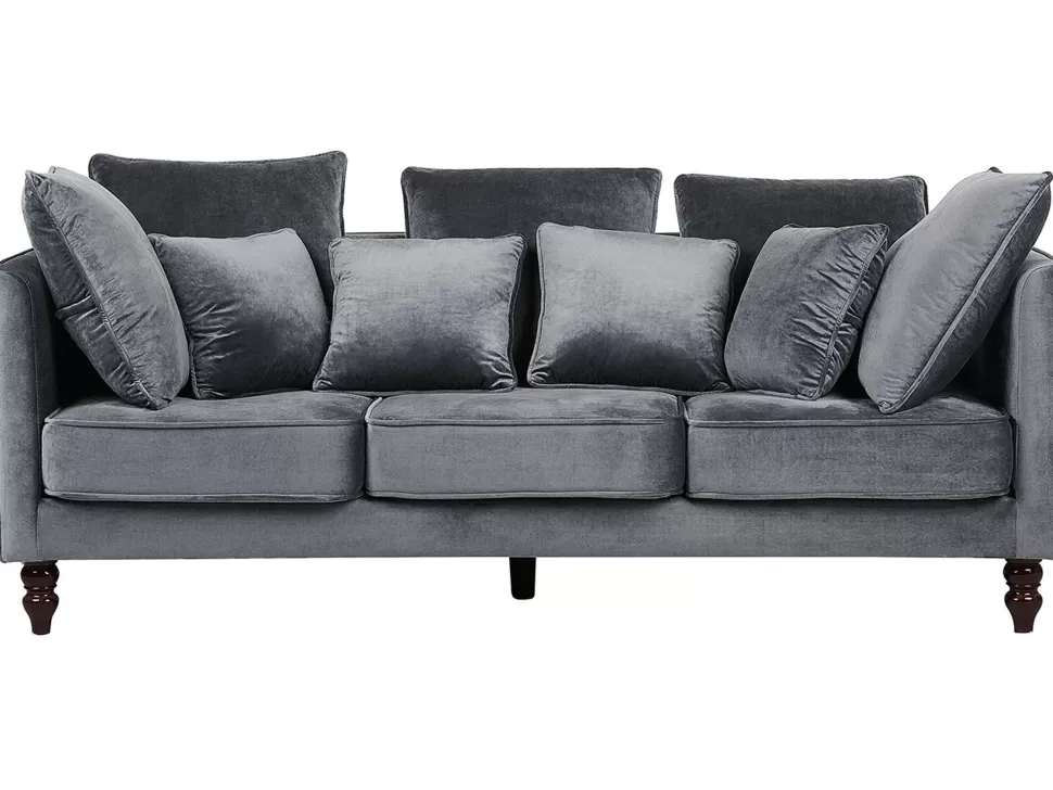 Shop Beliani 3 Seater Velvet Sofa Grey Fenstad