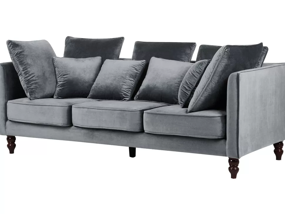 Shop Beliani 3 Seater Velvet Sofa Grey Fenstad