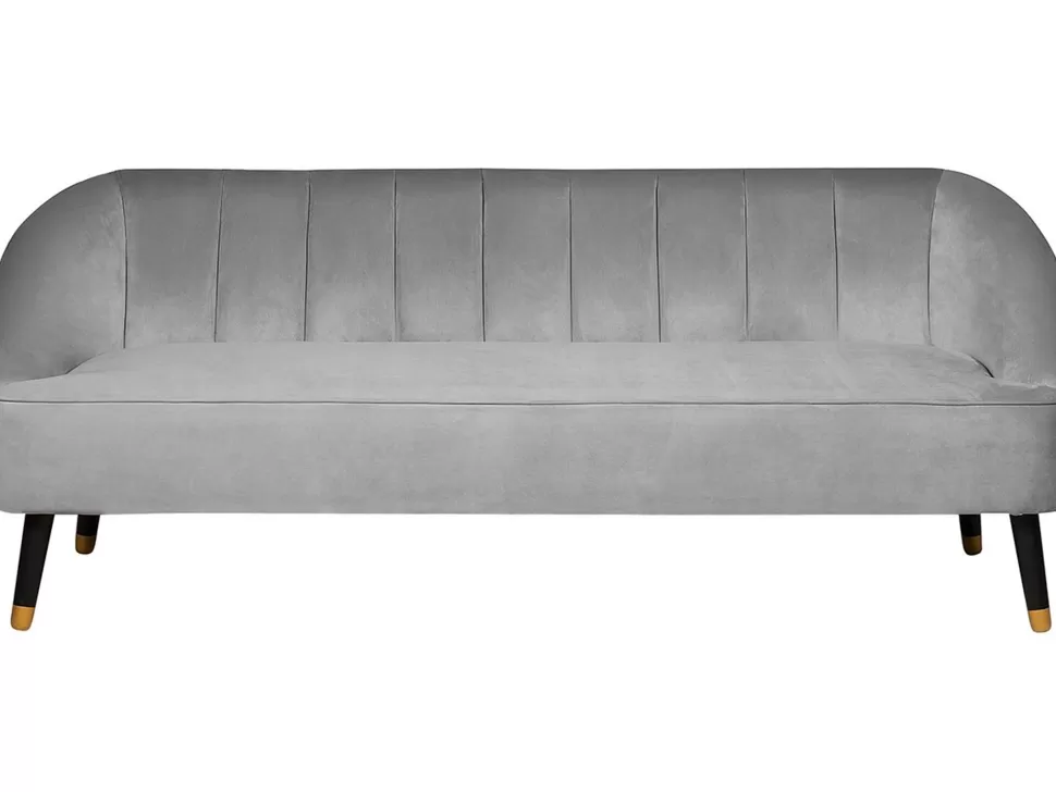 Fashion Beliani 3 Seater Velvet Sofa Light Grey Alsvag