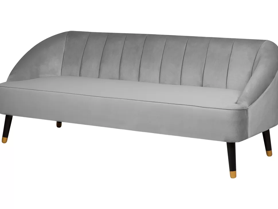 Fashion Beliani 3 Seater Velvet Sofa Light Grey Alsvag