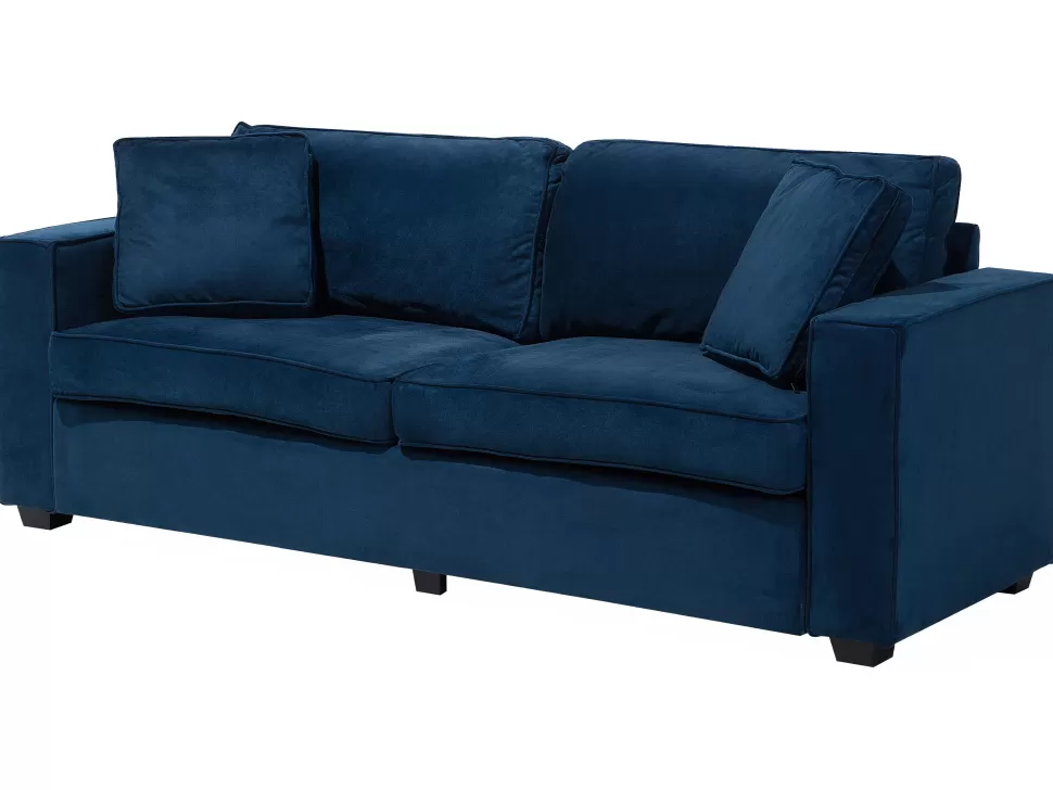 Sale Beliani 3 Seater Velvet Sofa Navy Blue Falun