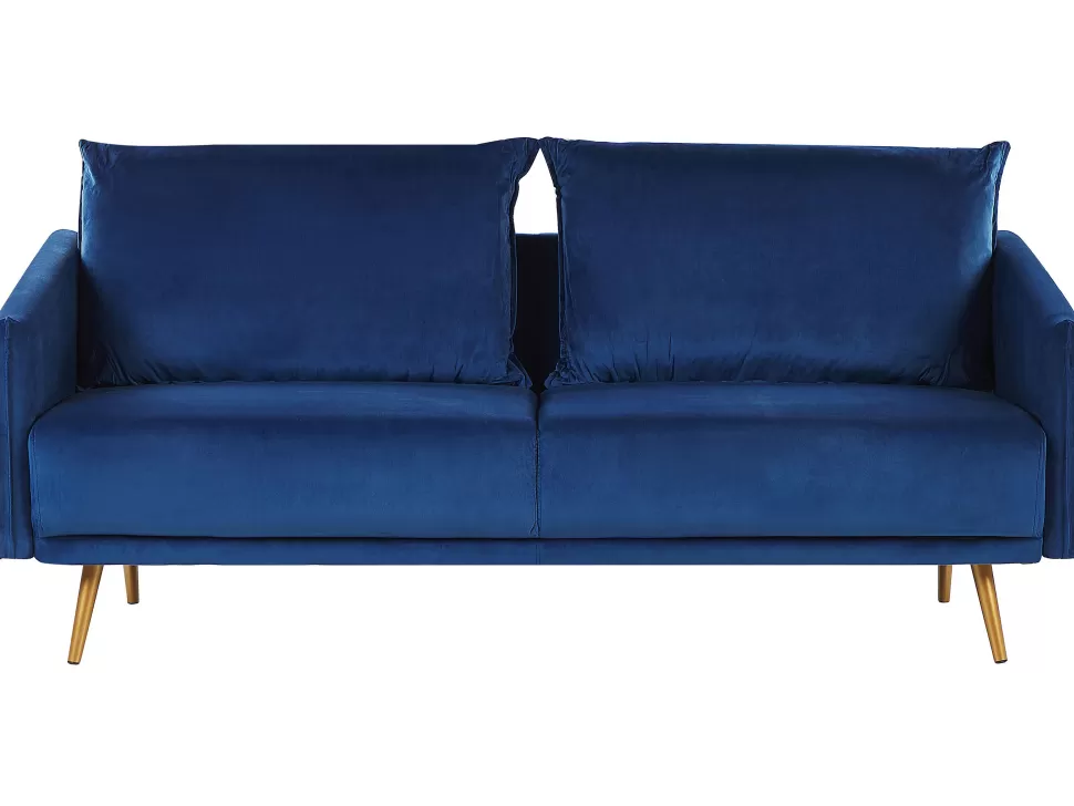 Sofas>Beliani 3 Seater Velvet Sofa Navy Blue Maura