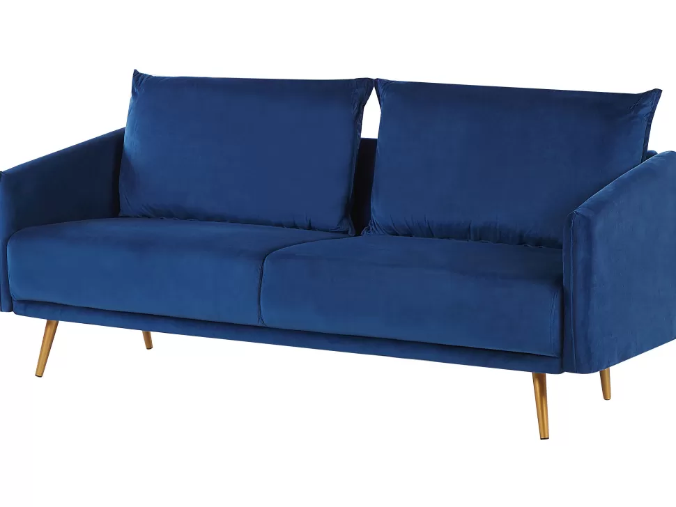 Sofas>Beliani 3 Seater Velvet Sofa Navy Blue Maura