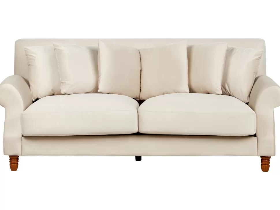 Hot Beliani 3 Seater Velvet Sofa Off-White Eike