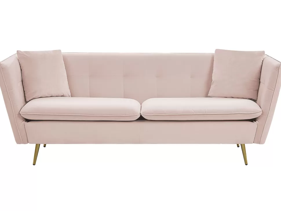 Sofas>Beliani 3 Seater Velvet Sofa Pink Frederica