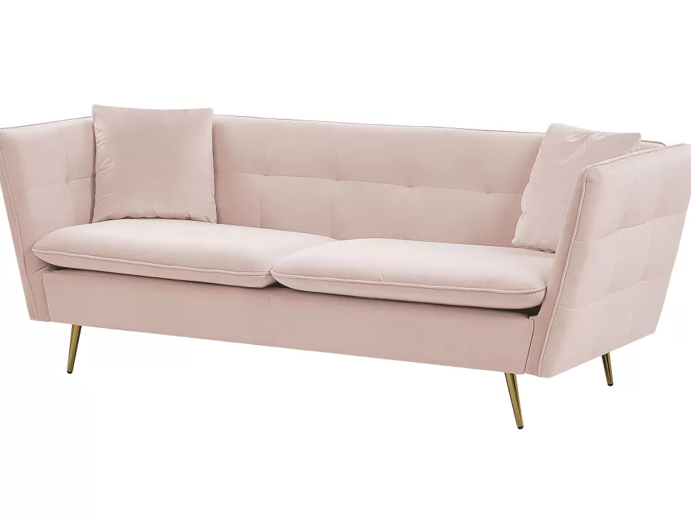 Sofas>Beliani 3 Seater Velvet Sofa Pink Frederica