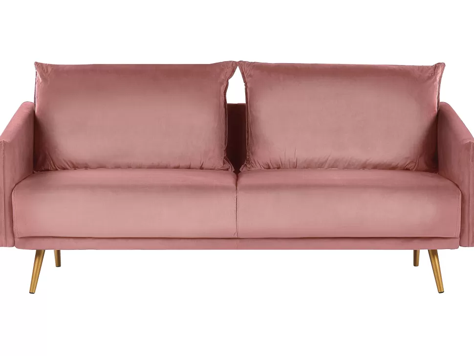 Store Beliani 3 Seater Velvet Sofa Pink Maura