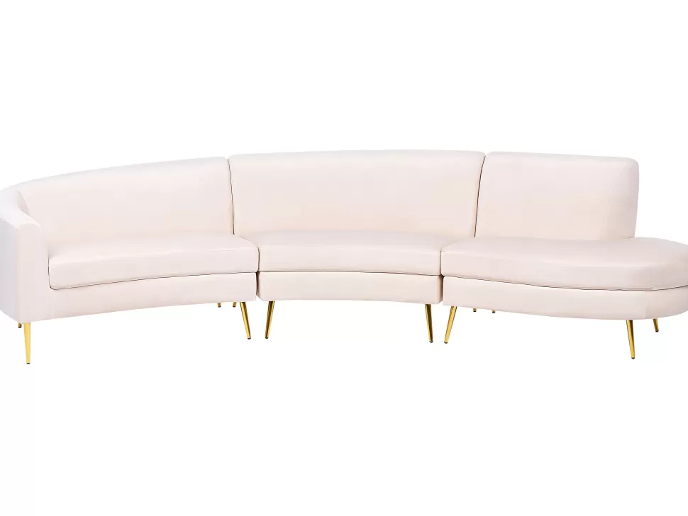 Sofas>Beliani 4 Seater Curved Velvet Sofa Beige Moss