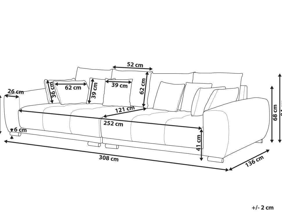 Store Beliani 4 Seater Fabric Sofa Grey Torpo