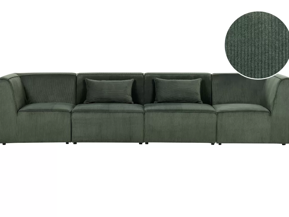 Fashion Beliani 4 Seater Modular Jumbo Cord Sofa Dark Green Lemvig
