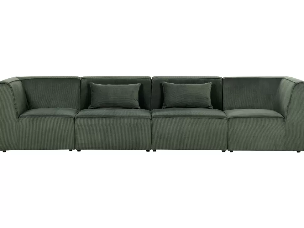 Fashion Beliani 4 Seater Modular Jumbo Cord Sofa Dark Green Lemvig
