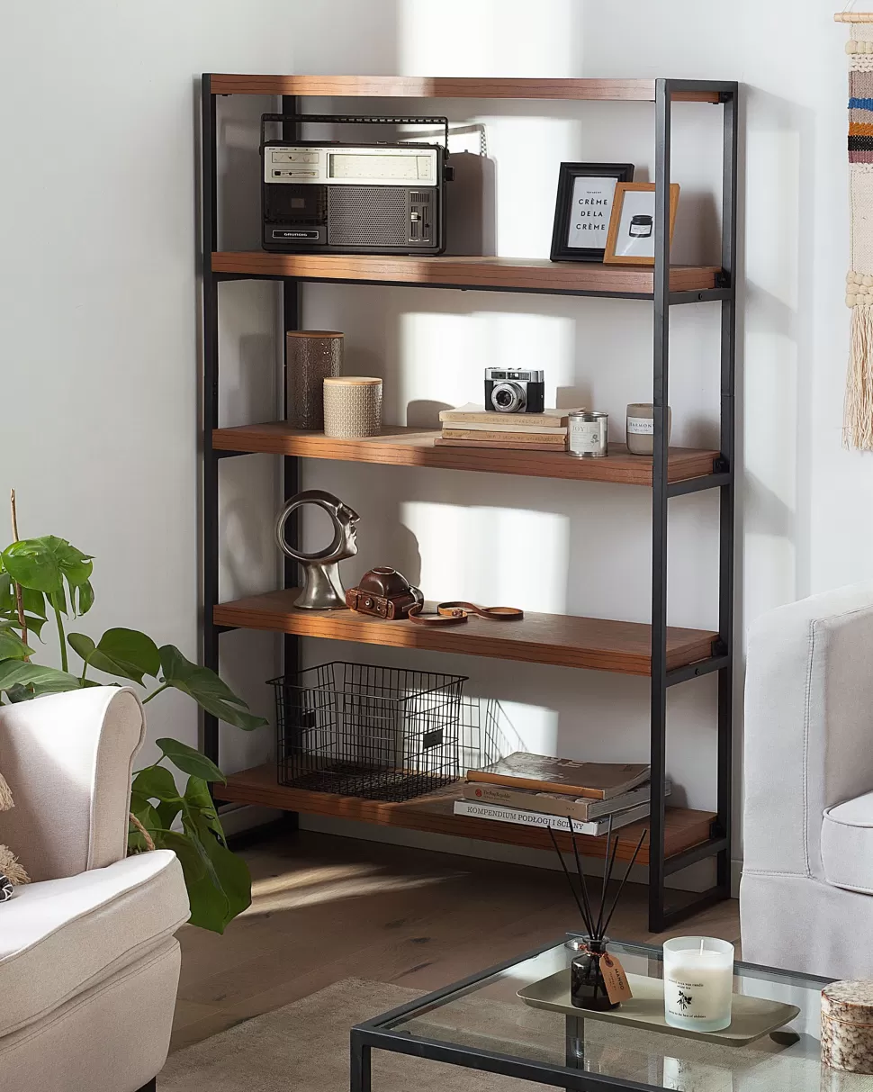 Aufbewahrung>Beliani 4 Tier Bookcase Dark Wood And Black Tifton