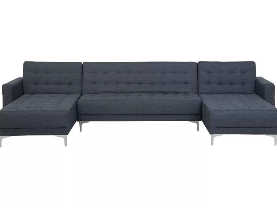 Best Beliani 5 Seater U-Shaped Modular Fabric Sofa Dark Grey Aberdeen