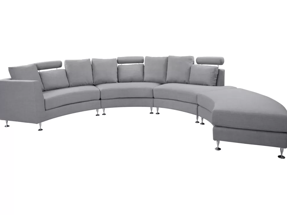 Sofas>Beliani 7 Seater Curved Fabric Modular Sofa Light Grey Rotunde