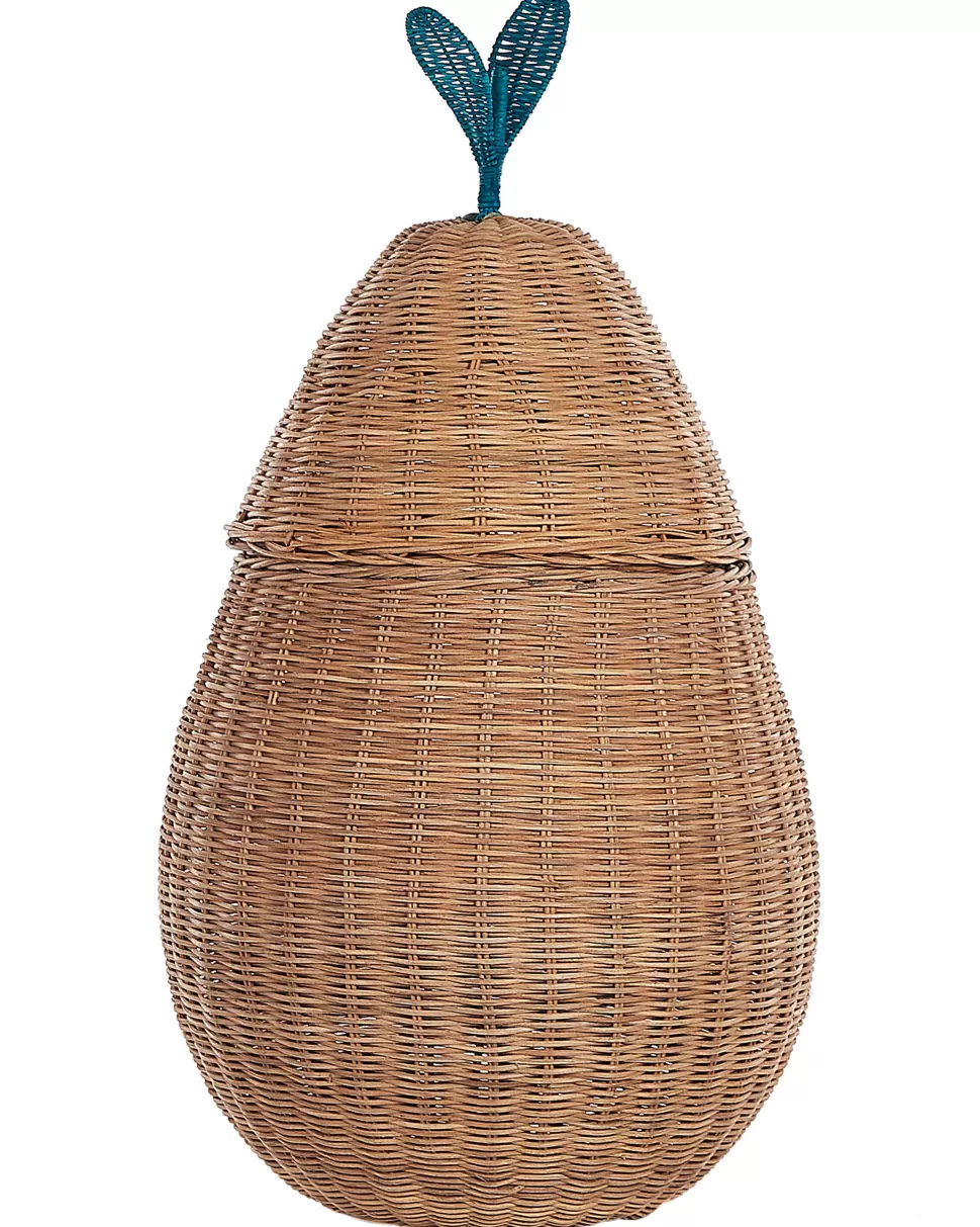 Hot Beliani Aufbewahrungskorb Rattan Natur Birnenform 77 Cm Vagsoy