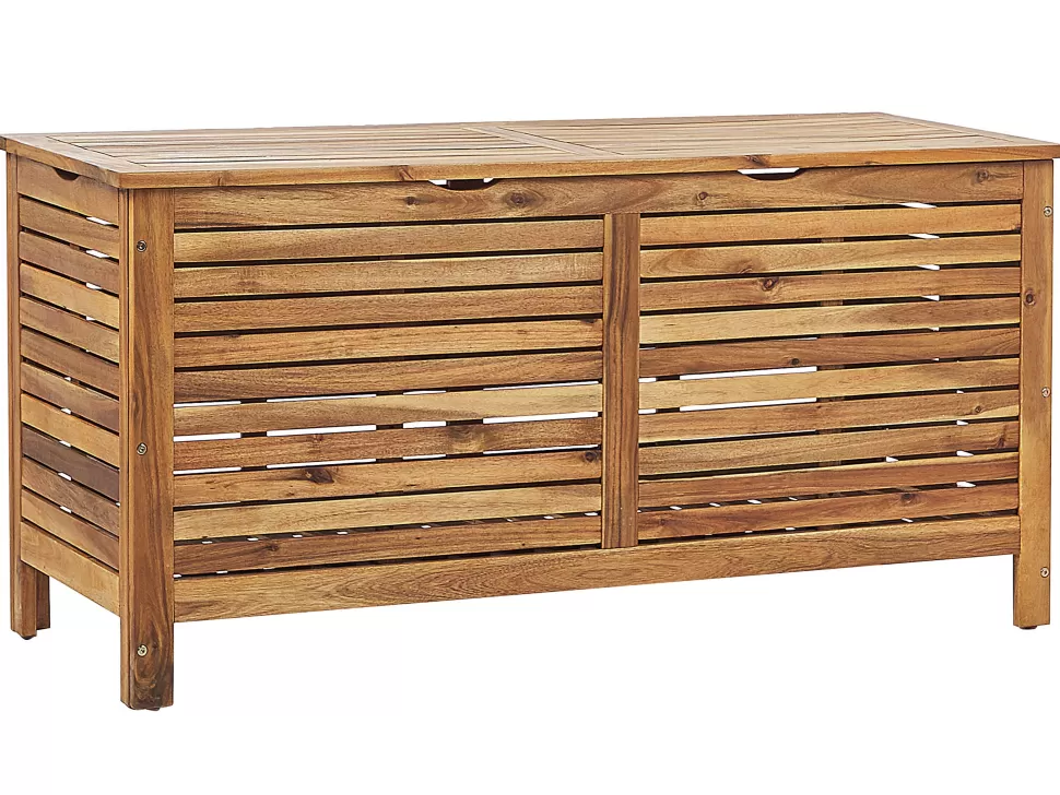 Gartenmöbel>Beliani Auflagenbox Akazienholz Hellbraun 130 X 48 Cm Riviera