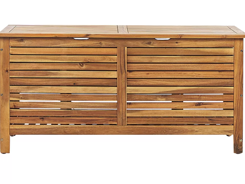 Gartenmöbel>Beliani Auflagenbox Akazienholz Hellbraun 130 X 48 Cm Riviera