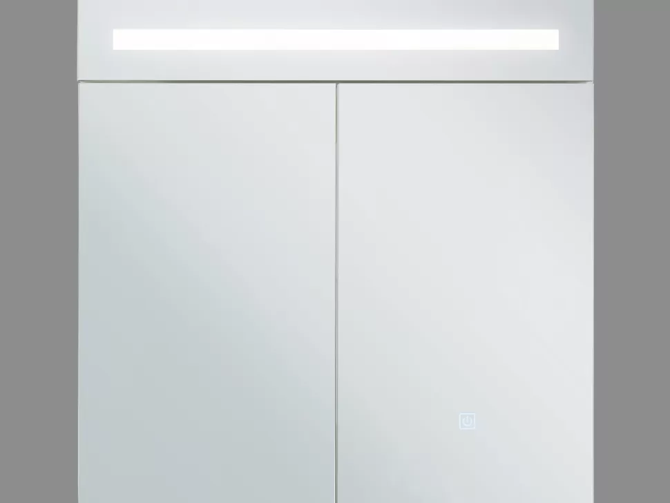 Flash Sale Beliani Bad Spiegelschrank Weis / Silber Mit Led-Beleuchtung 60 X 60 Cm Jaramillo