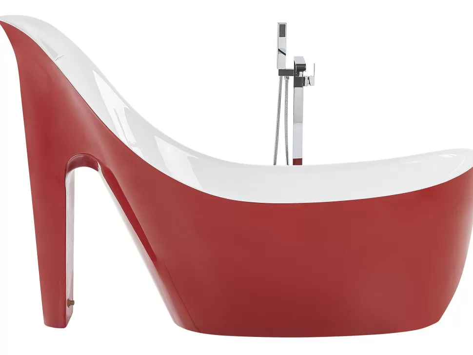 Fashion Beliani Badewanne Freistehend Rot-Weis High Heel 180 X 80 Cm Coco