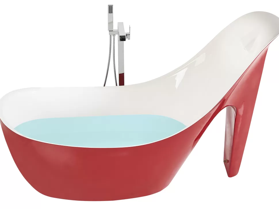 Fashion Beliani Badewanne Freistehend Rot-Weis High Heel 180 X 80 Cm Coco