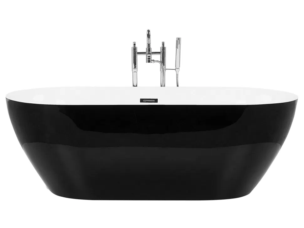 Store Beliani Badewanne Freistehend Schwarz Oval 150 X 75 Cm Carrera