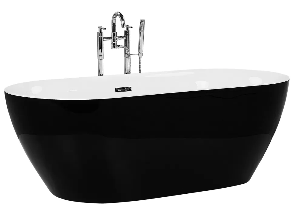 Store Beliani Badewanne Freistehend Schwarz Oval 150 X 75 Cm Carrera