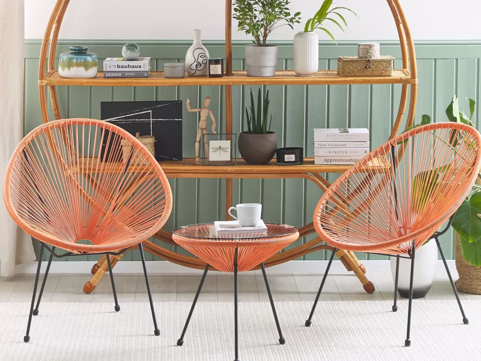 Gartenmöbel>Beliani Balkonset Rattan Orange Acapulco Ii