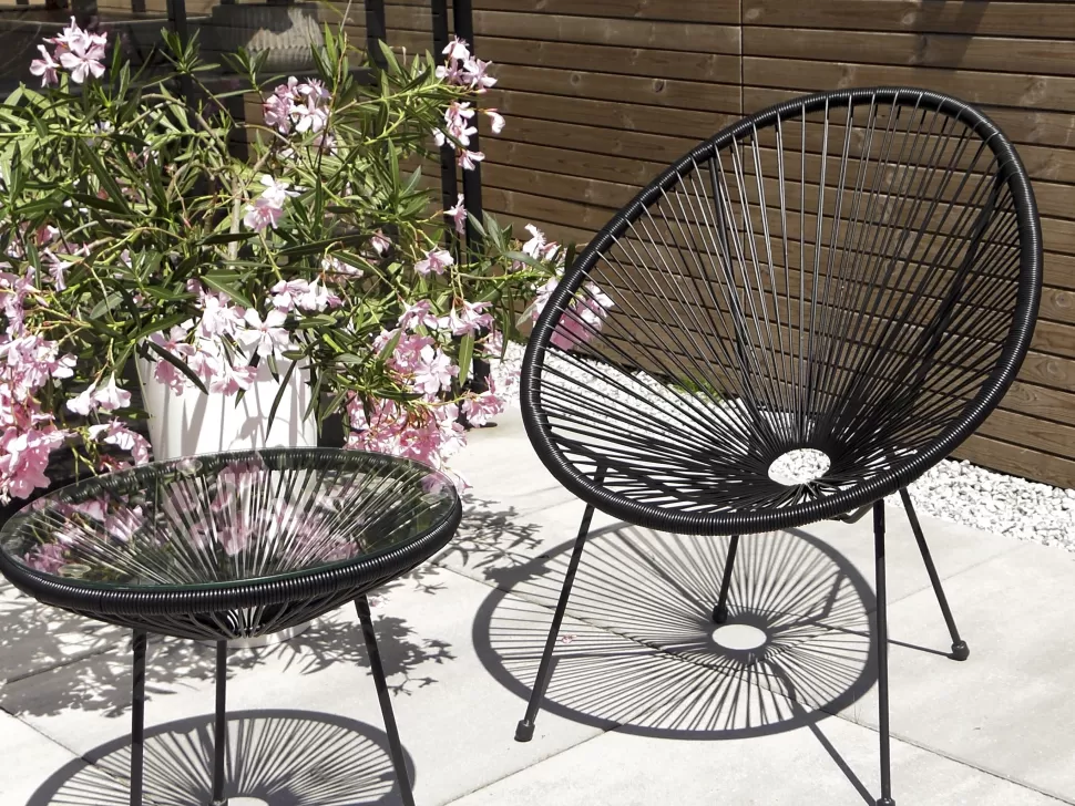 Gartenmöbel>Beliani Balkonset Rattan Schwarz Acapulco Ii