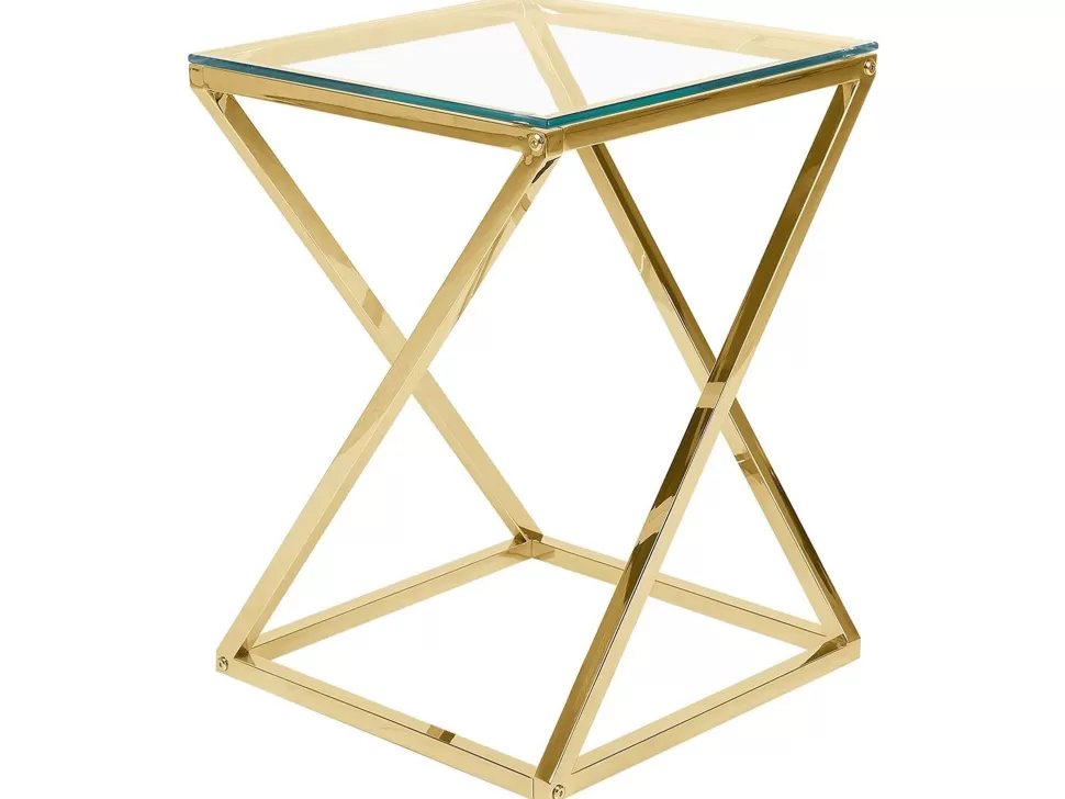 Tische>Beliani Beistelltisch Glas Gold Quadratisch 40 X 40 Cm Beverly