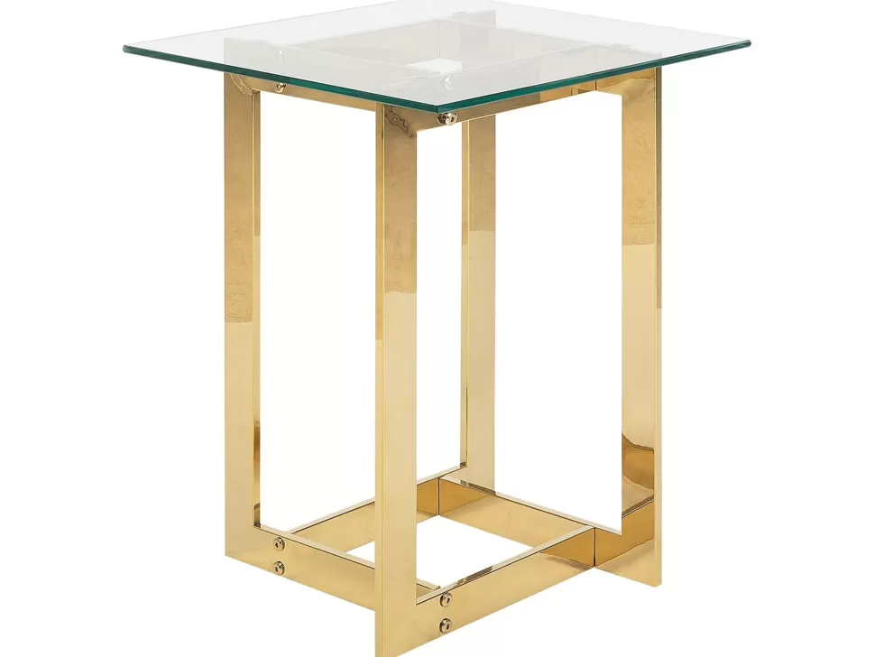 Tische>Beliani Beistelltisch Glas Gold Quadratisch 40 X 40 Cm Crystal