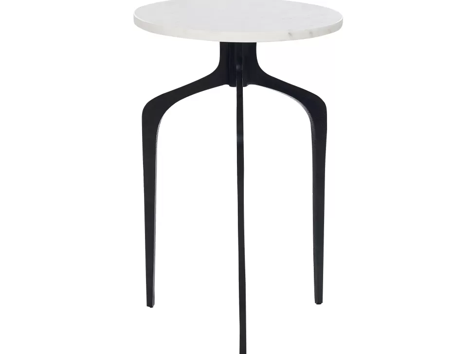 Fashion Beliani Beistelltisch Marmor Weis / Schwarz Rund O 36 Cm Tihoi