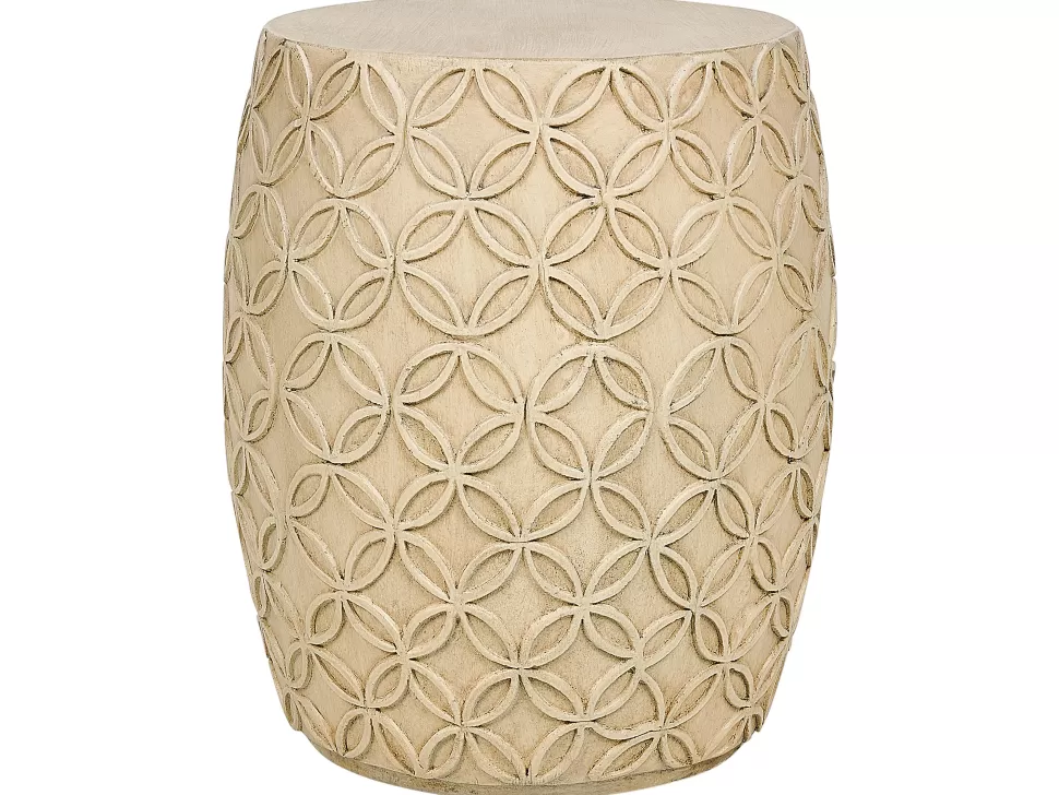 Best Sale Beliani Beisttelltisch Beton Hellbeige Rund 33 Cm Zogno