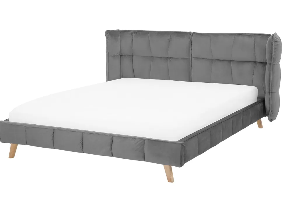 Flash Sale Beliani Bett Grau Samtstoff 160 X 200 Cm Senlis