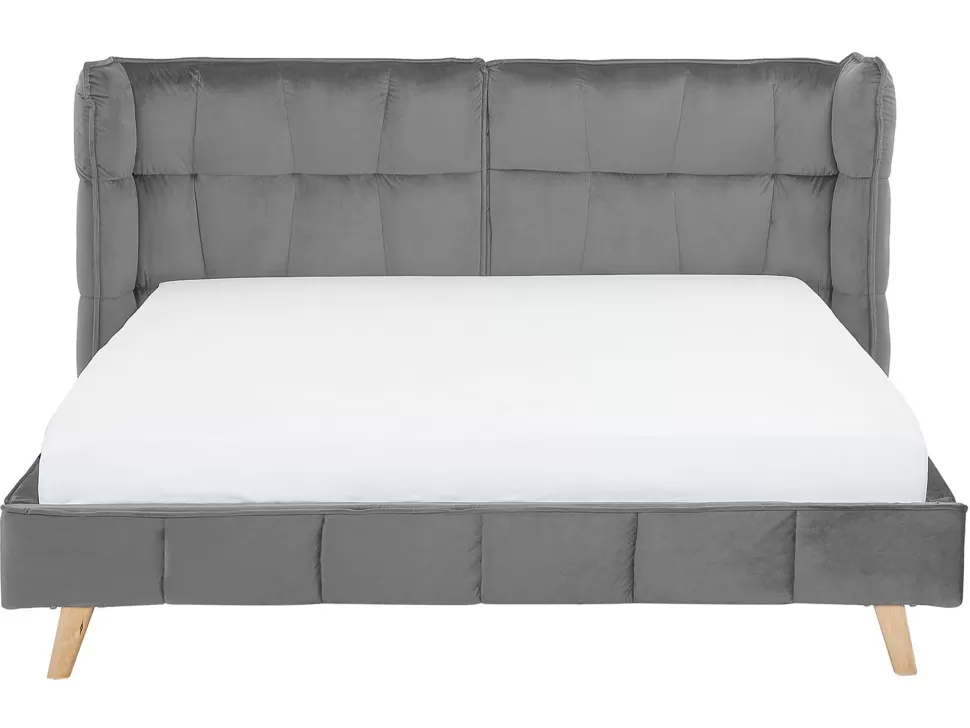 Flash Sale Beliani Bett Grau Samtstoff 160 X 200 Cm Senlis