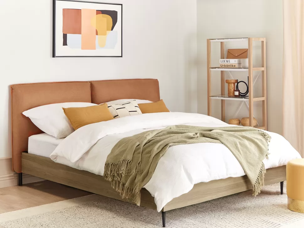 Best Sale Beliani Bett Kunstleder Goldbraun 180 X 200 Cm Limanton