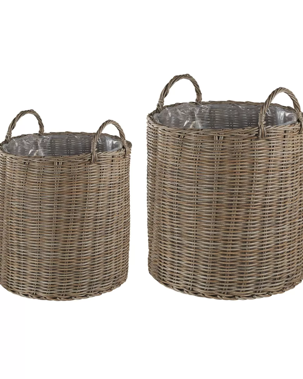 Aufbewahrung>Beliani Blumenkorb 2Er Set Rattan Sandbeige Rund Bitola